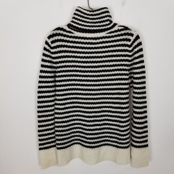 Banana Republic Women Turtleneck Striped Wool Alpaca Sweaters Sz M Black White - Picture 4 of 7